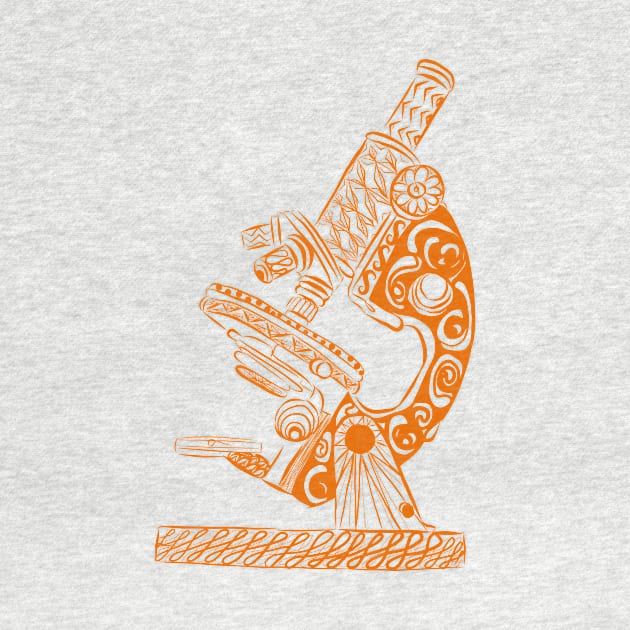 Scientific Microscope Line Drawing (Marigold Orange) by littlecurlew